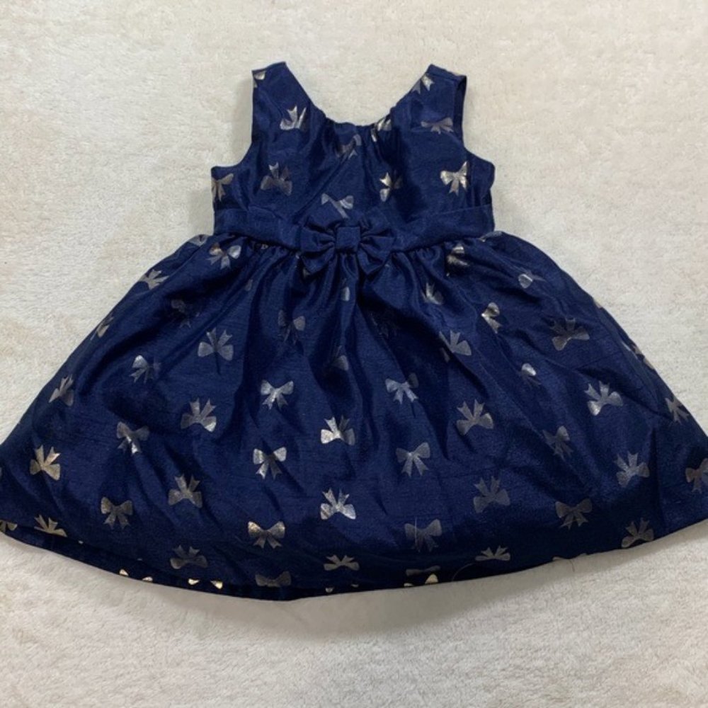 Gymboree | Navy Sleeveless Dress w Gold Bows